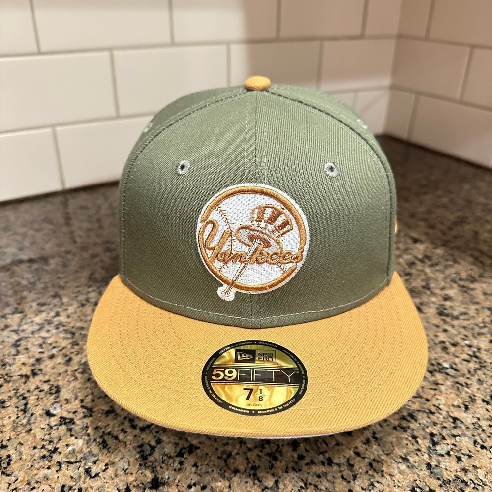 New York Yankees Hat New Era 59FIFTY Fitted 7 1/8 Olive Gold Cap New